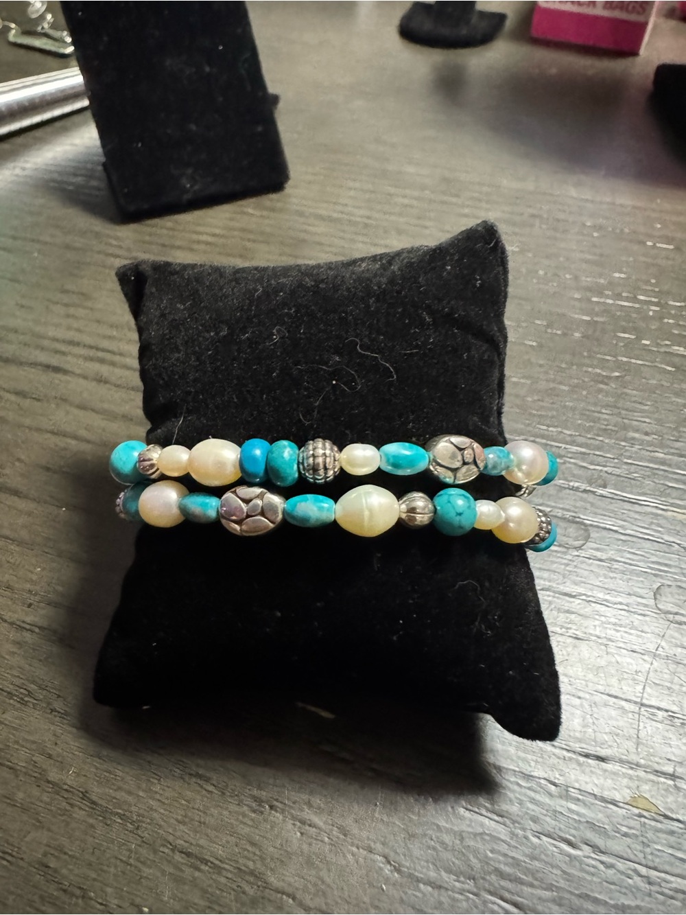 Brighton Turquoise and Pearl Beaded Stretch Bracelet Set